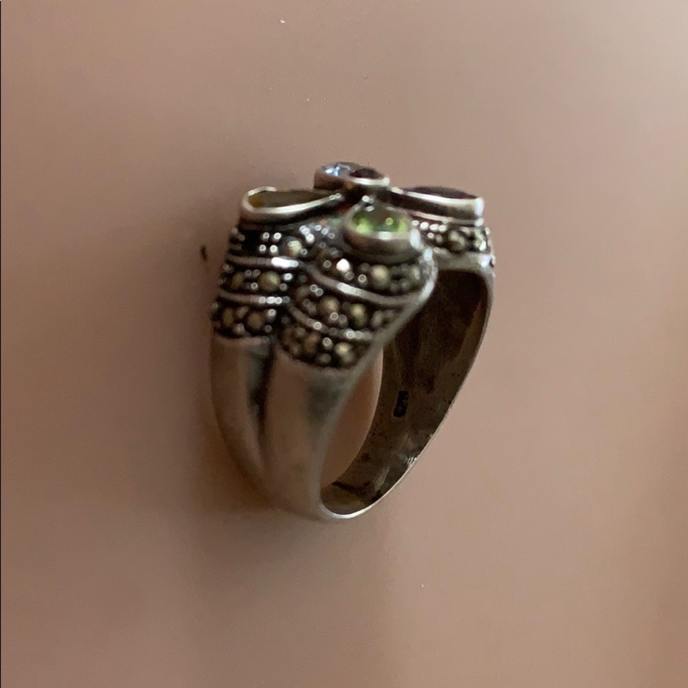 Silver and gemstone ring